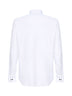 Camicia smoking in twill di cotone bianco con plastron plissé