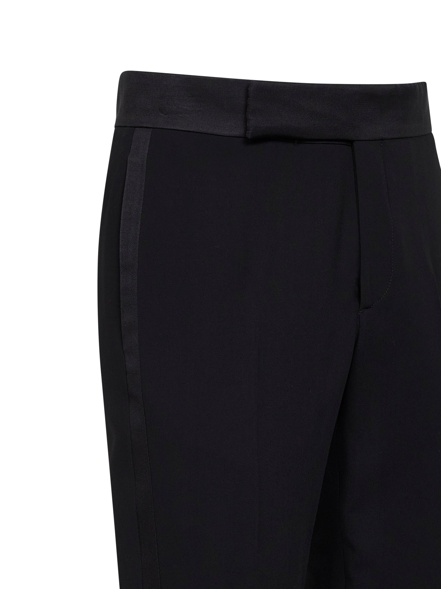 Black virgin wool crepe tuxedo suit