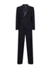 Dark navy wool crepe tuxedo suit