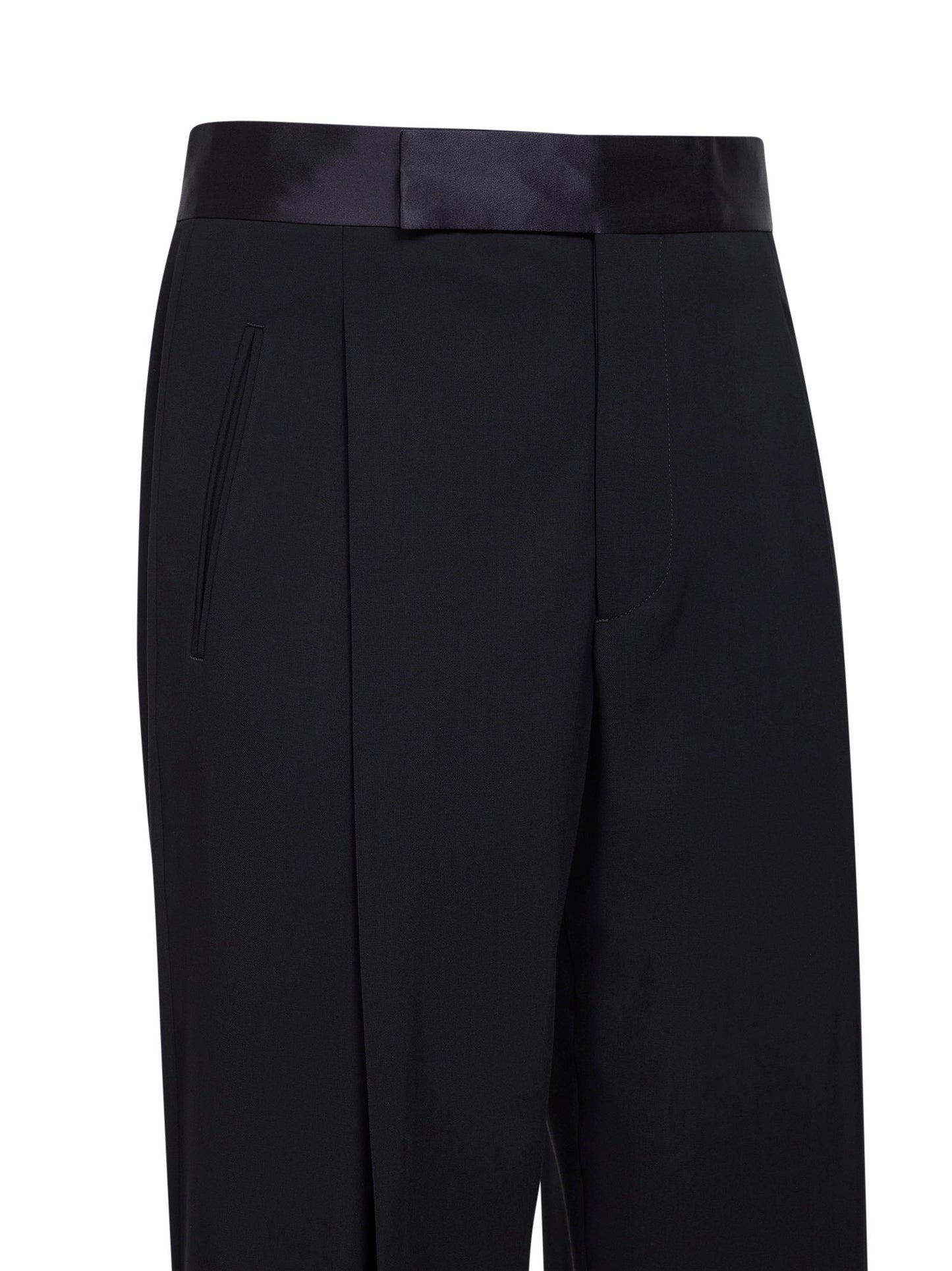 Dark navy wool crepe tuxedo suit