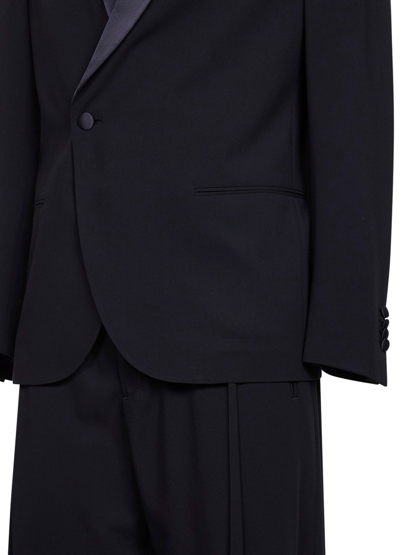 Dark navy wool crepe tuxedo suit