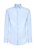 Light blue stretch cotton blend slim-fit shirt