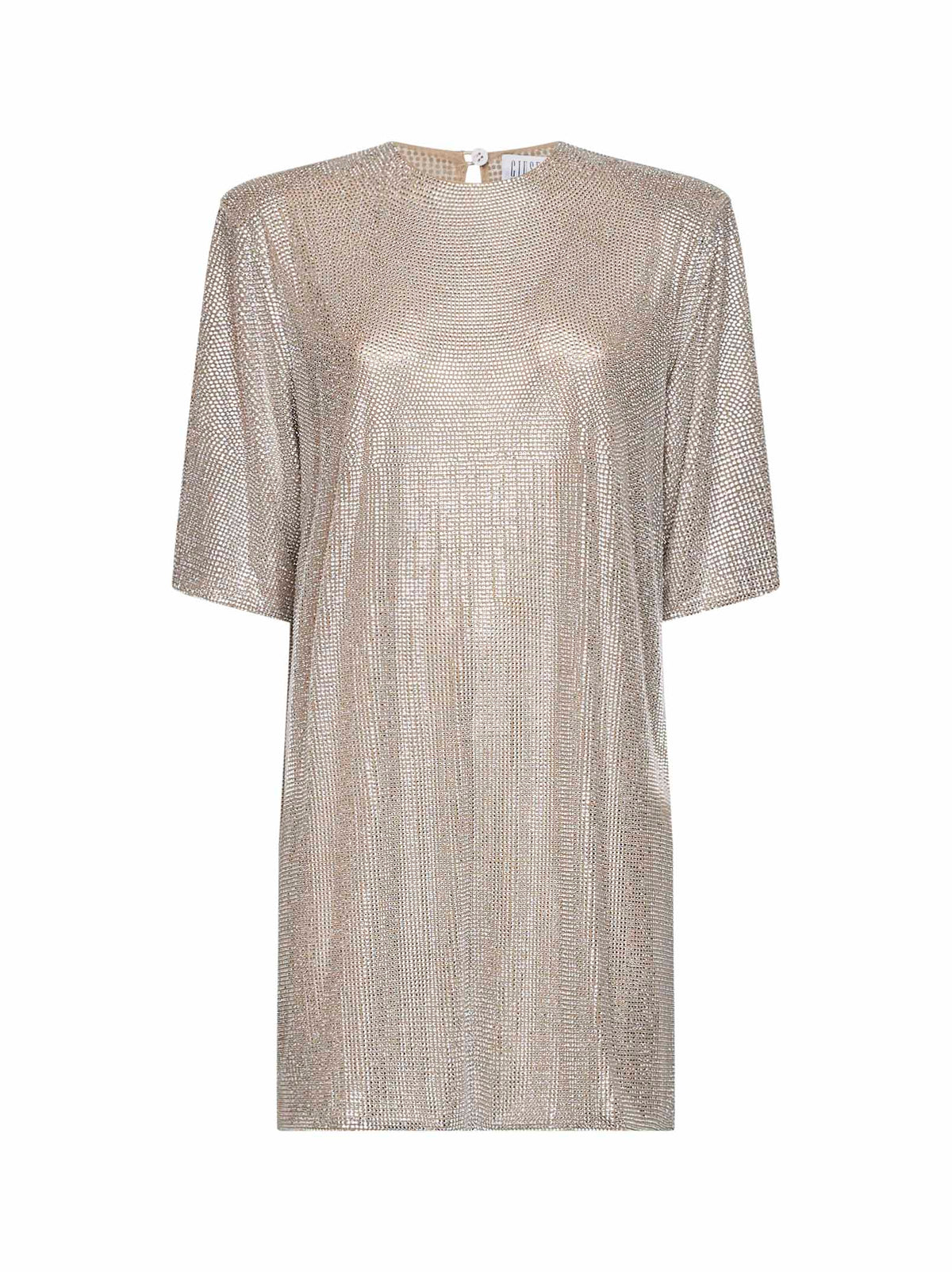 Silver crystal-embellished tulle T-shirt mini dress