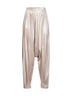 Pantaloni harem in raso vaniglia con pieghe in vita