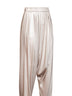 Pantaloni harem in raso vaniglia con pieghe in vita