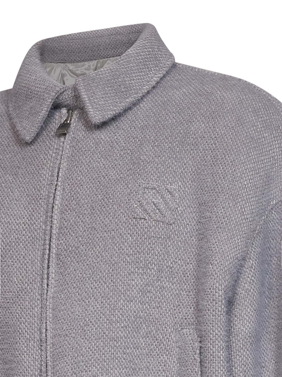 Light grey textured fabric bomber jacket
