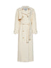 Milk bouclé long double-breasted belted trench coat