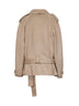 Beige double wool and alpaca short double-breasted trench coat