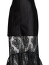 Abito bustier in raso jacquard a righe nero con gonna in pizzo
