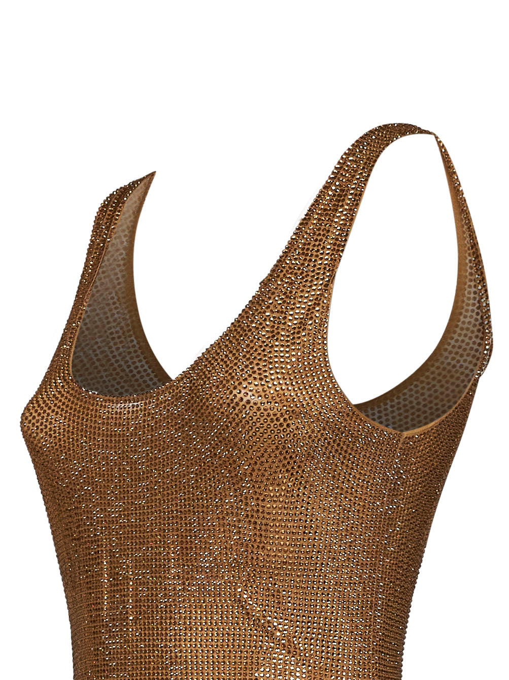 Miniabito drappeggiato in tulle con cristalli oro