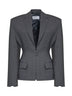 Dark grey virgin wool canvas fitted-waist blazer