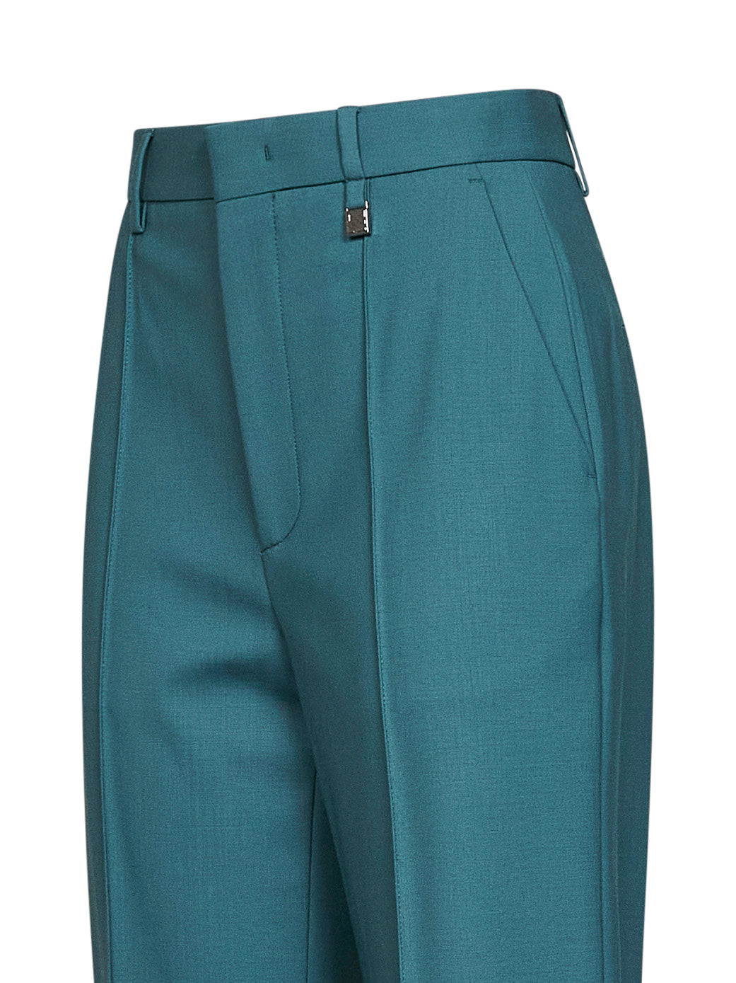 Pantaloni sartoriali a gamba dritta in lana vergine petrolio