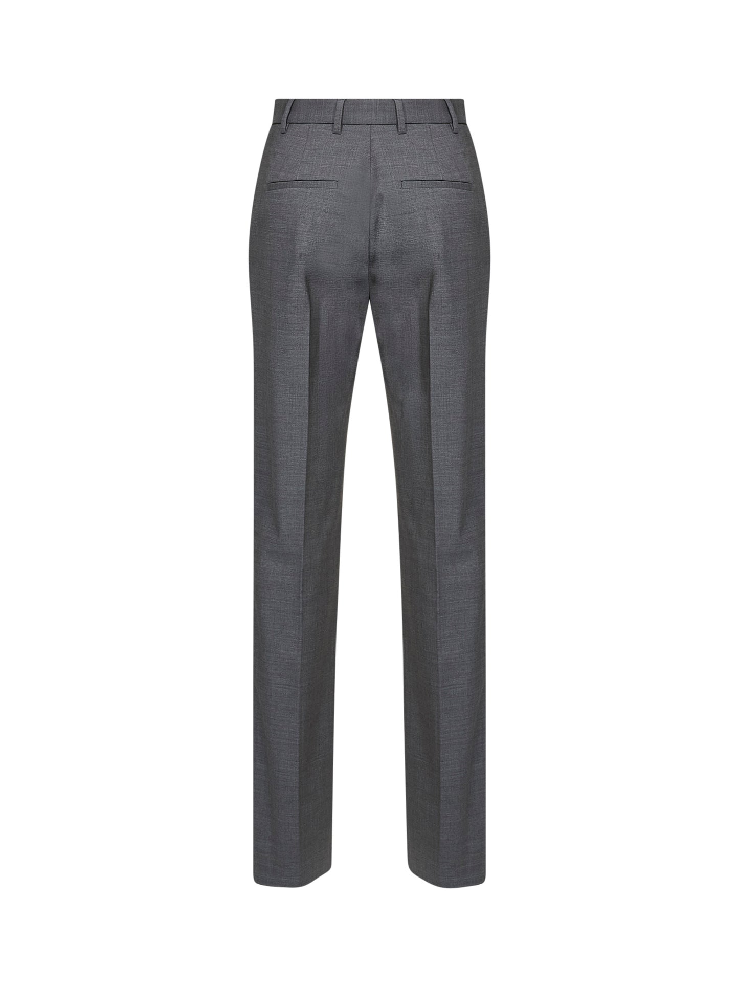 Dark grey virgin wool straight-leg tailored trousers