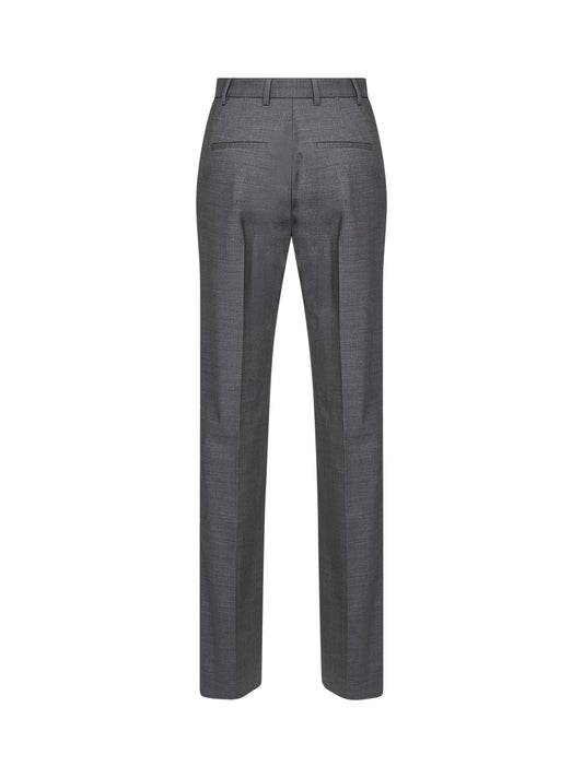 Dark grey virgin wool straight-leg tailored trousers