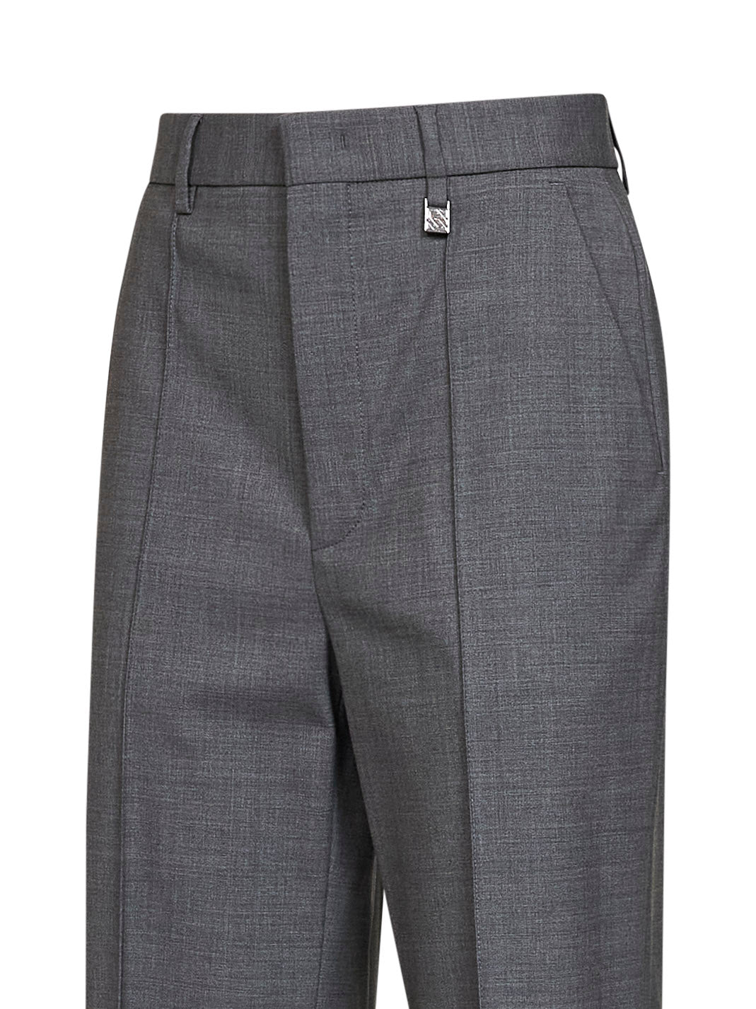 Dark grey virgin wool straight-leg tailored trousers