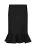 Black virgin wool midi skirt with ruffle