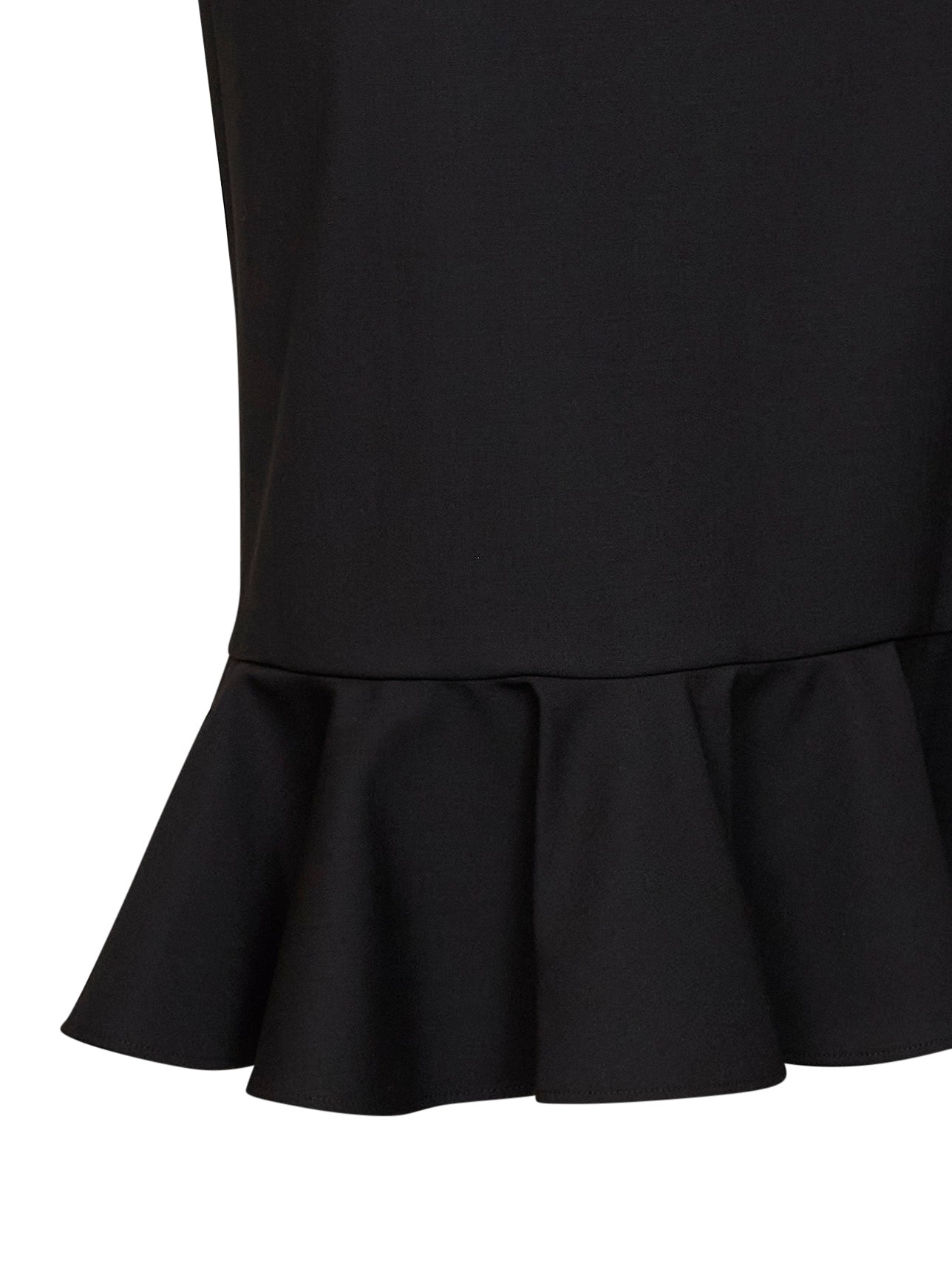 Black virgin wool midi skirt with ruffle