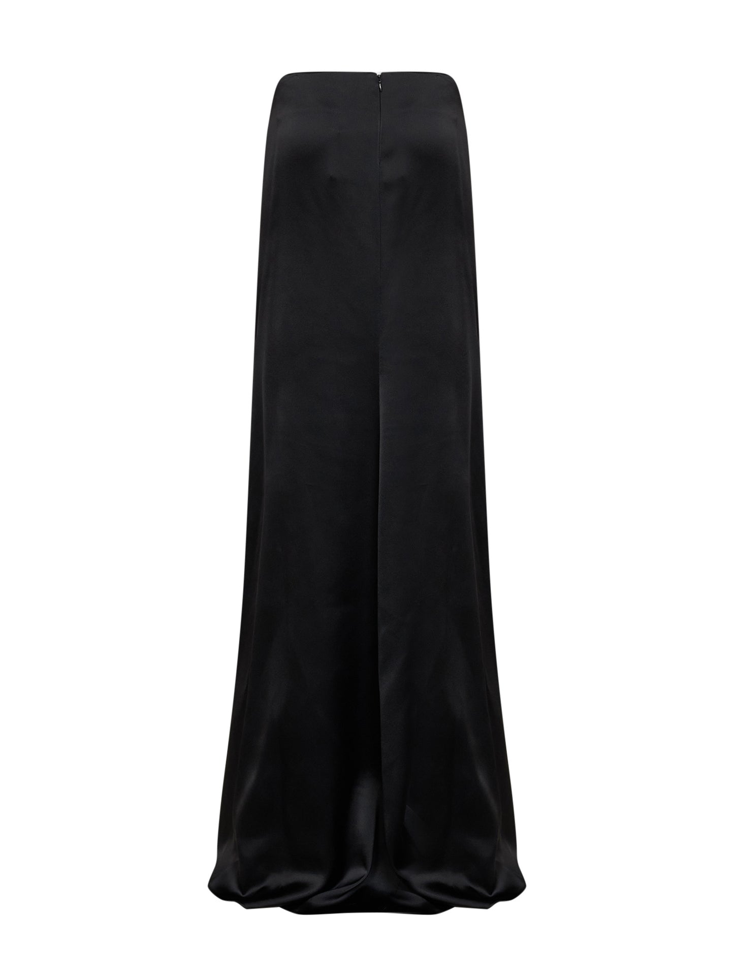 Black satin maxi skirt with jeweled detail