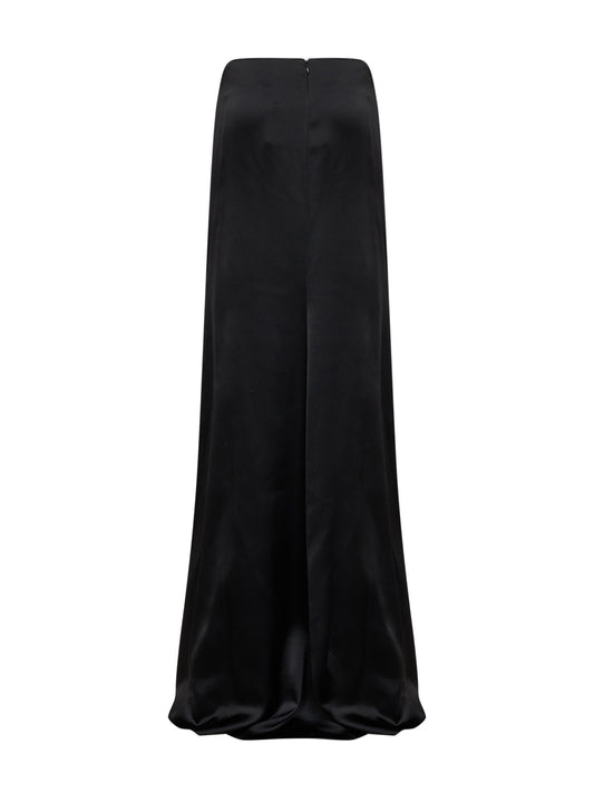 Black satin maxi skirt with jeweled detail