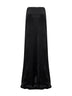 Black satin maxi skirt with jeweled detail