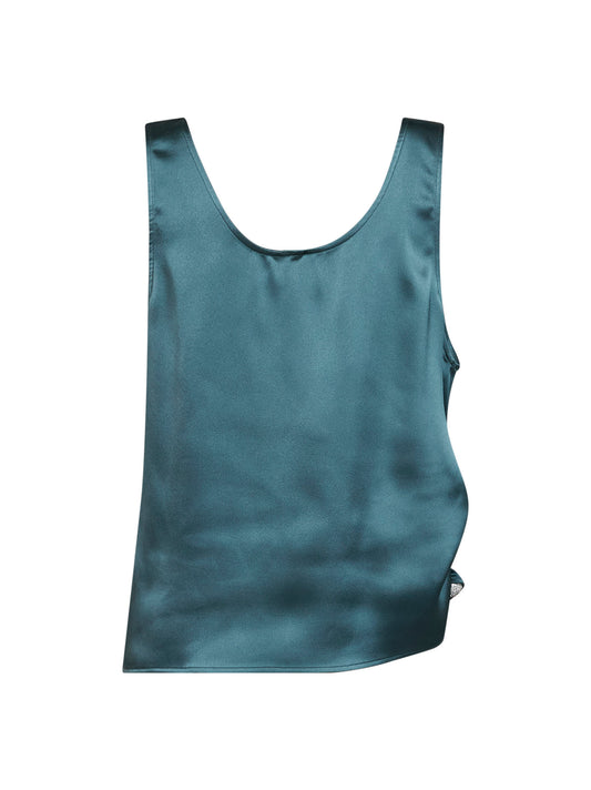 Top drappeggiato in raso petrolio