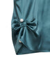 Oil green satin draped top