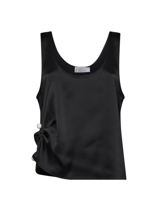 Top drappeggiato in raso nero