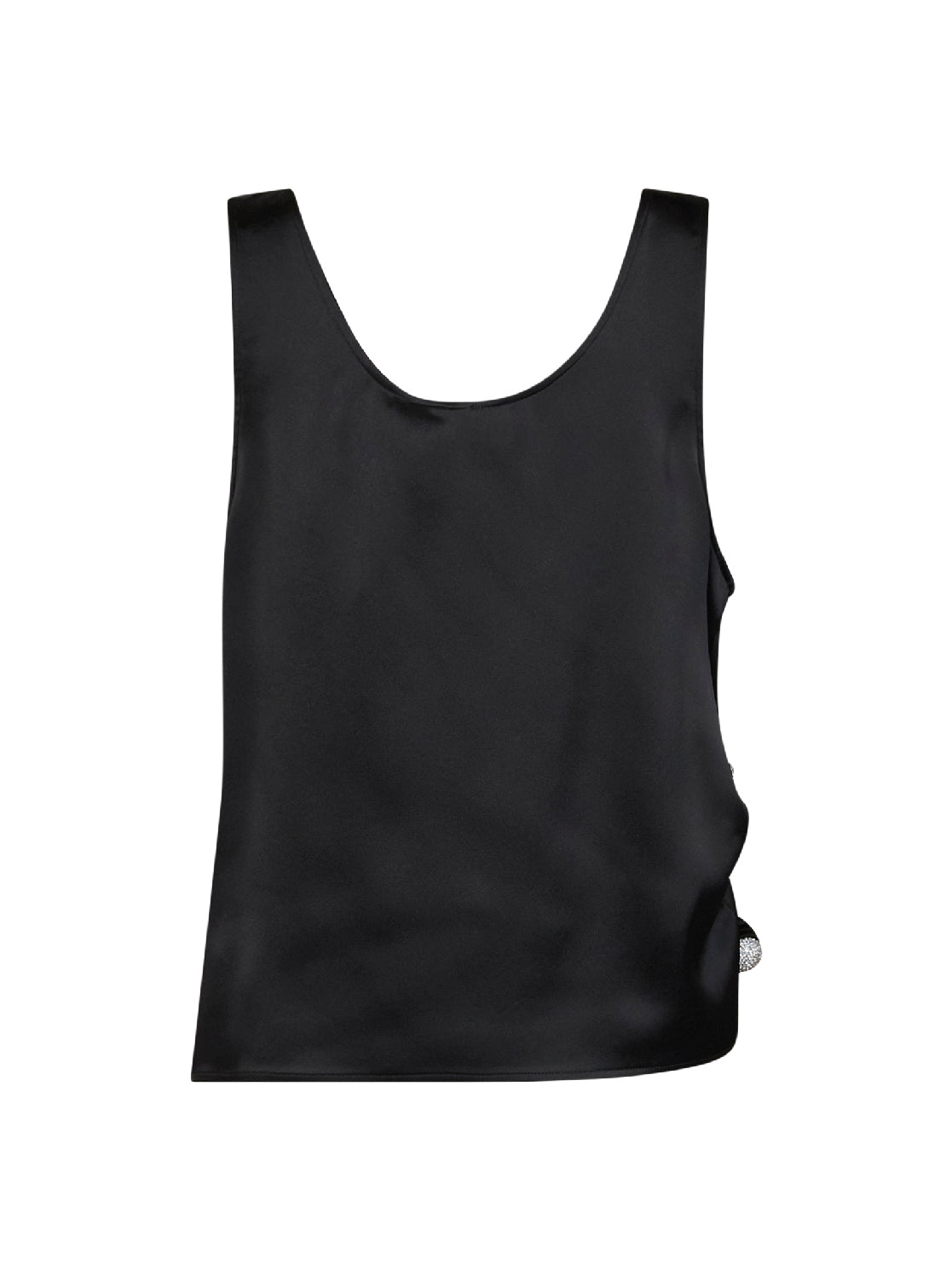 Black satin draped top