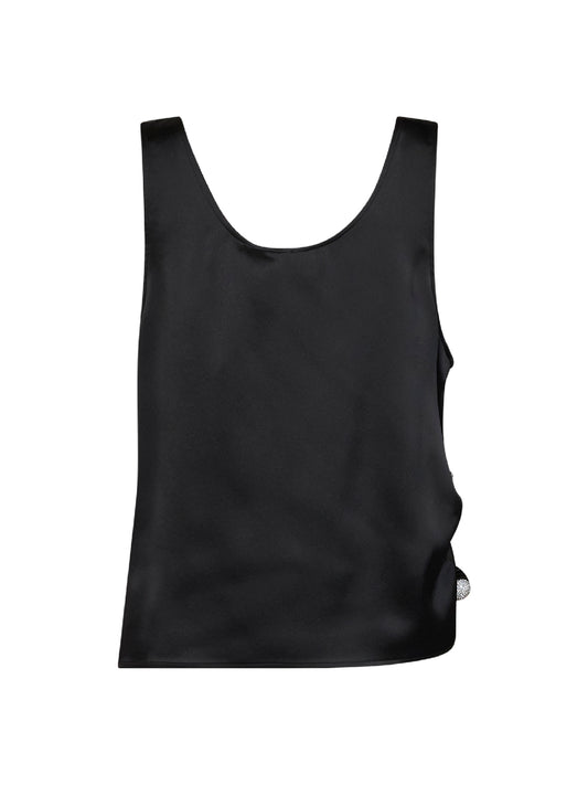 Top drappeggiato in raso nero