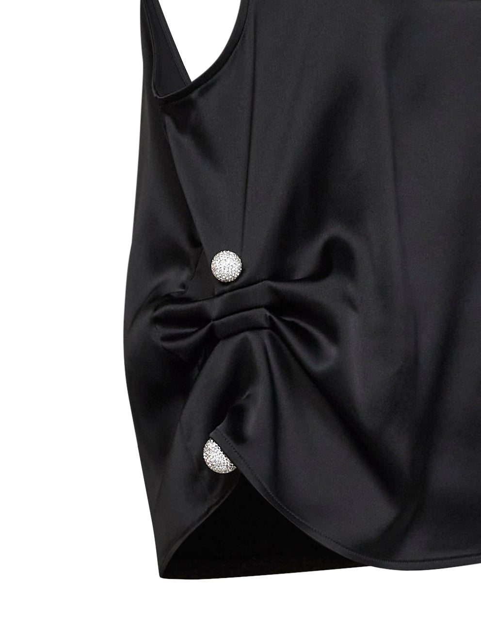 Black satin draped top