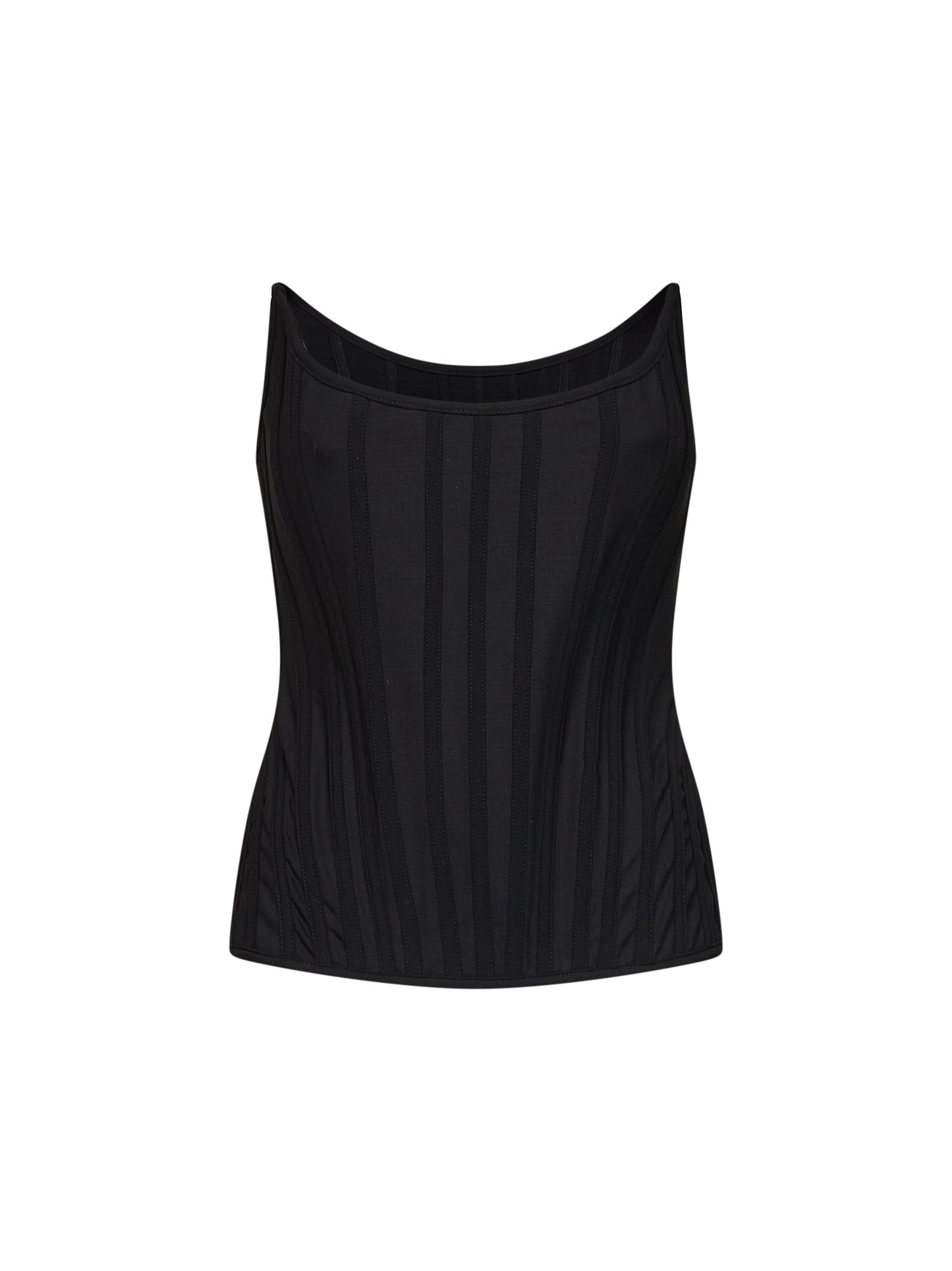 Black stretch twill bustier top