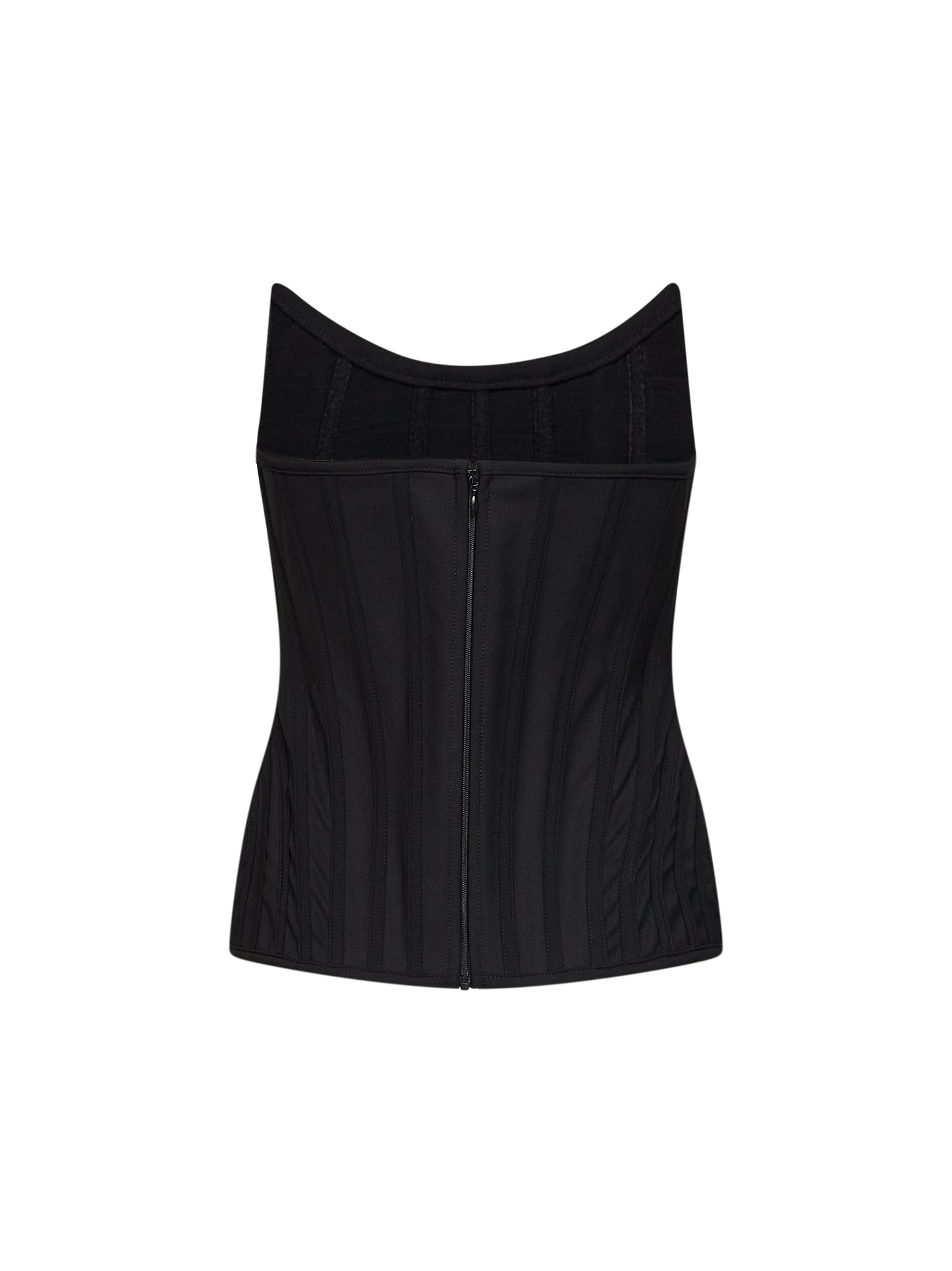 Black stretch twill bustier top