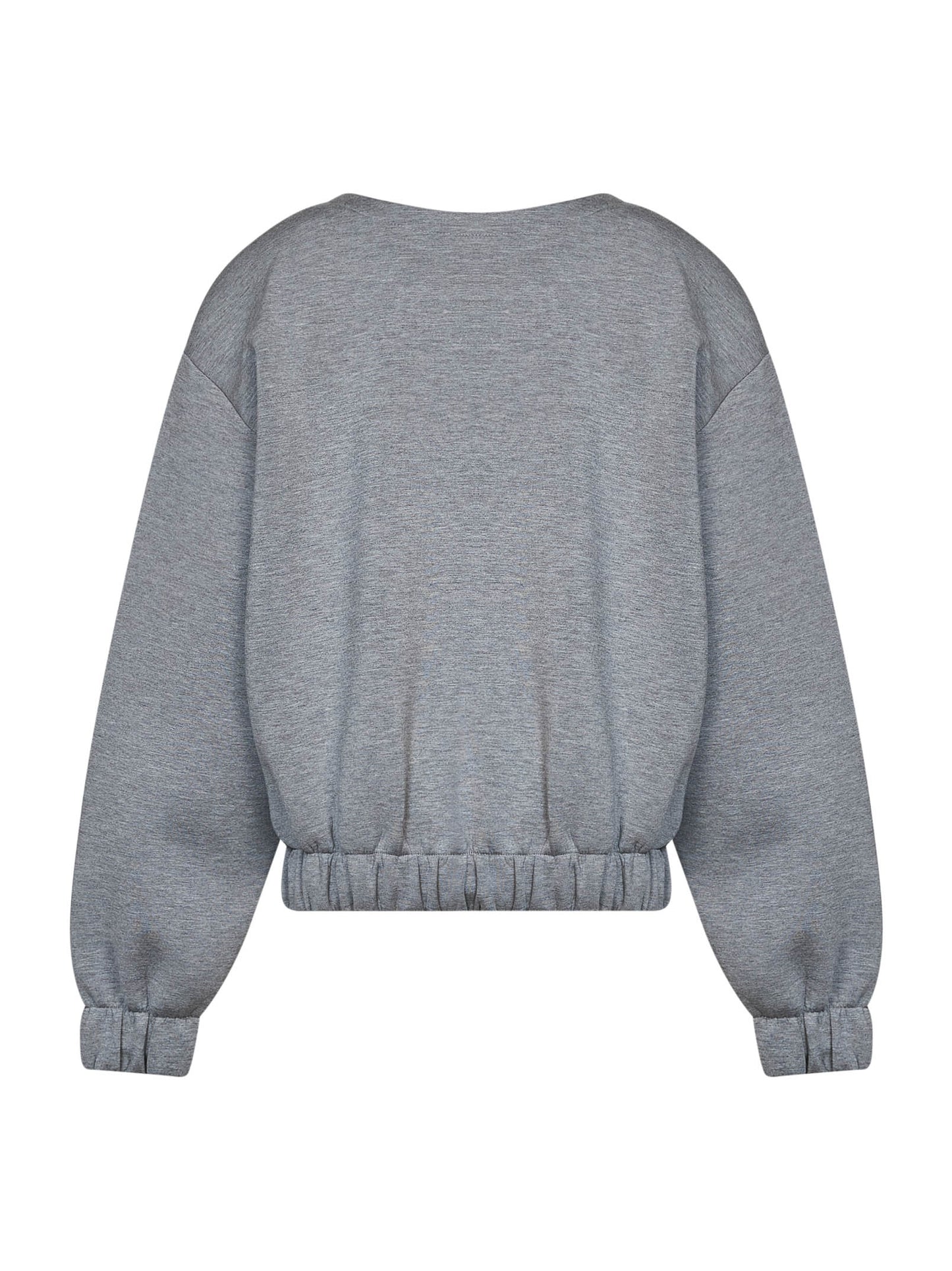 Dark grey stretch jersey sweatshirt with organza rose