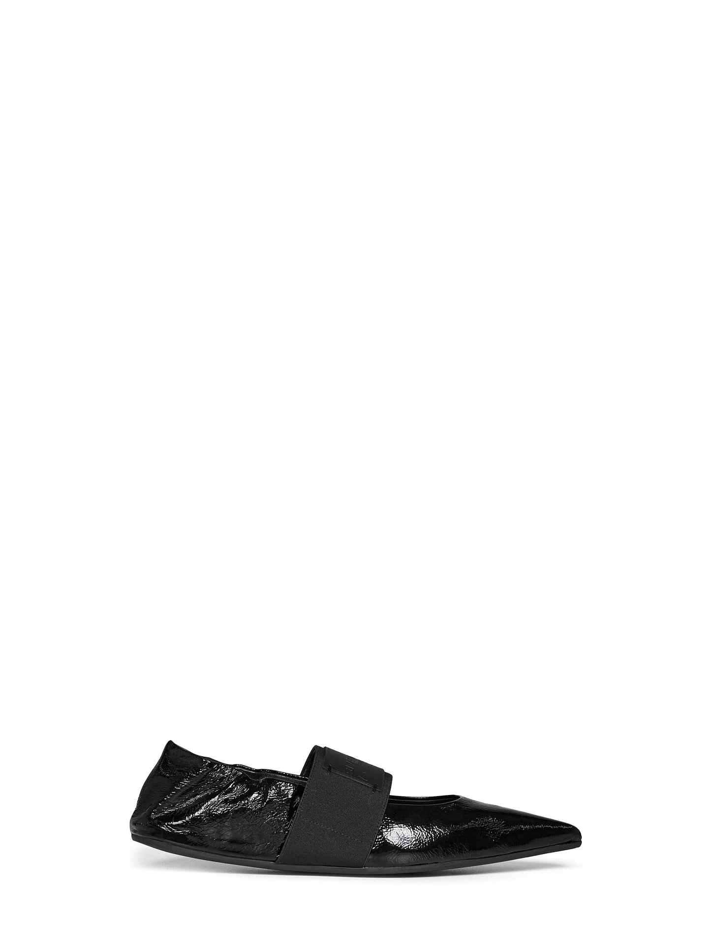 Black Naplack leather Crush ballet flats