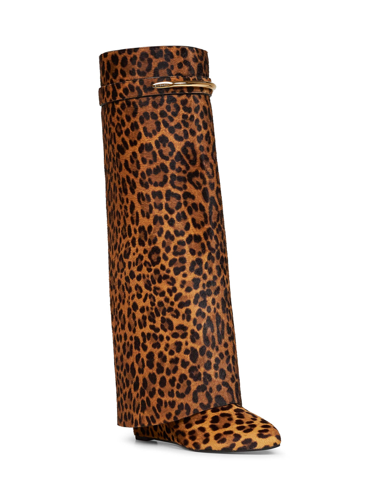 Stivali Shark Pinch in pelle effetto cavallino leopardata