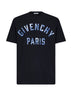 Black cotton T-shirt with Givenchy Paris Pompom embroidery