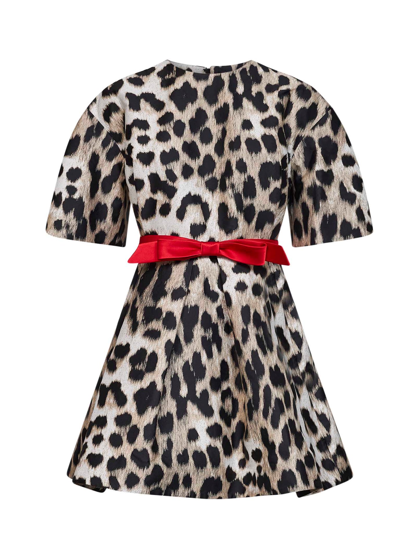 Beige leopard jacquard Cocoon mini dress