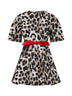 Beige leopard jacquard Cocoon mini dress