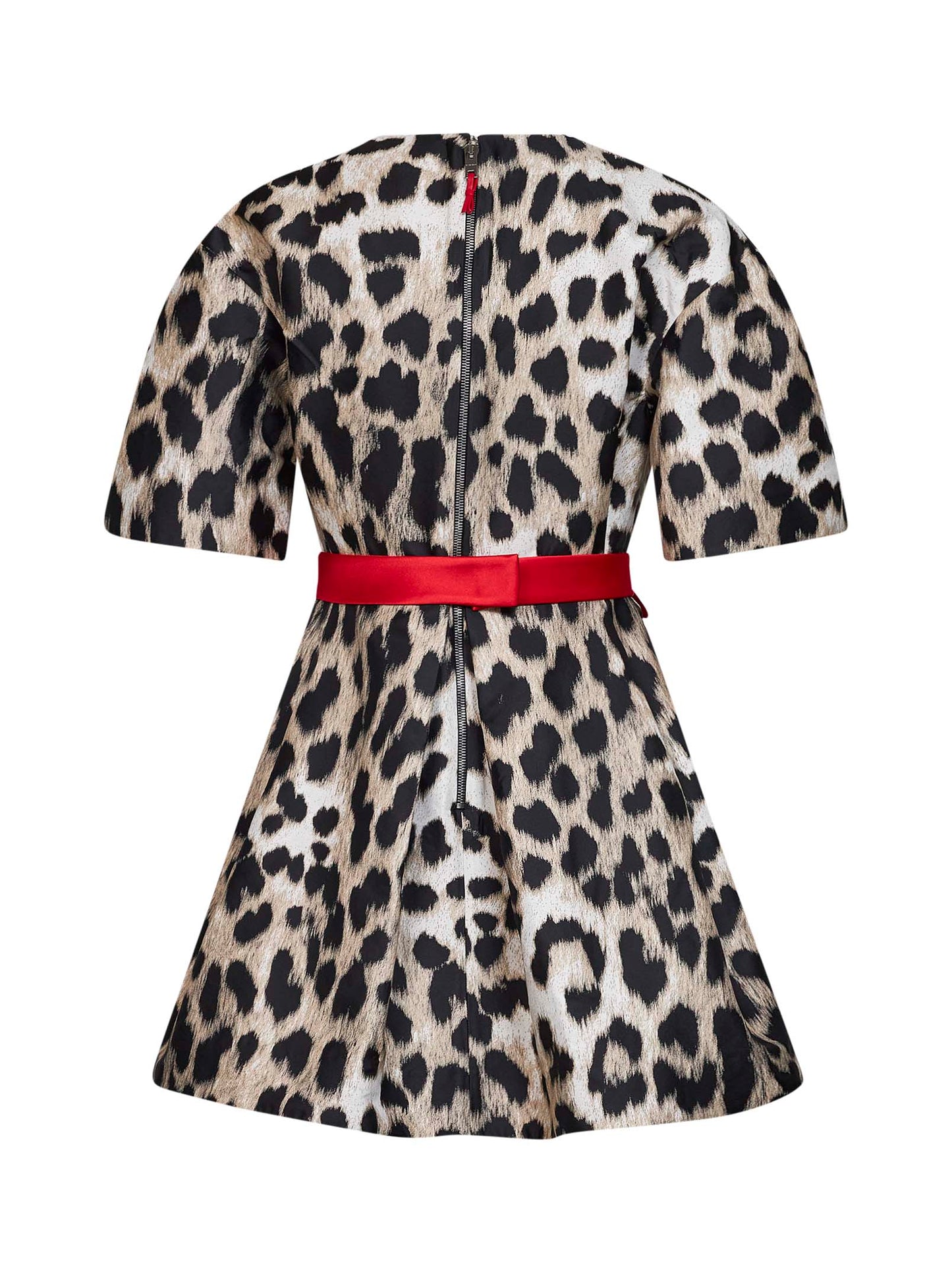 Beige leopard jacquard Cocoon mini dress