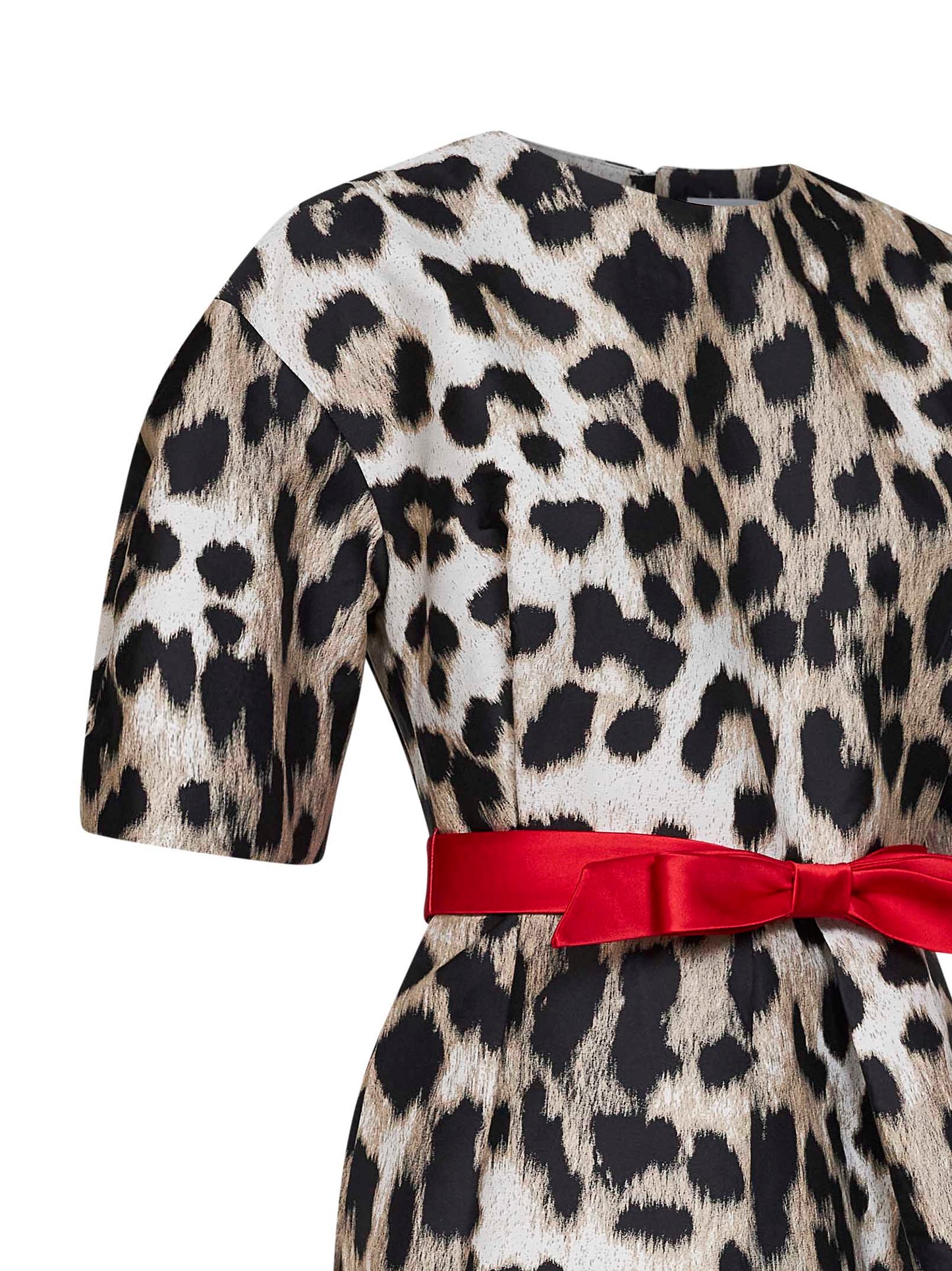 Beige leopard jacquard Cocoon mini dress
