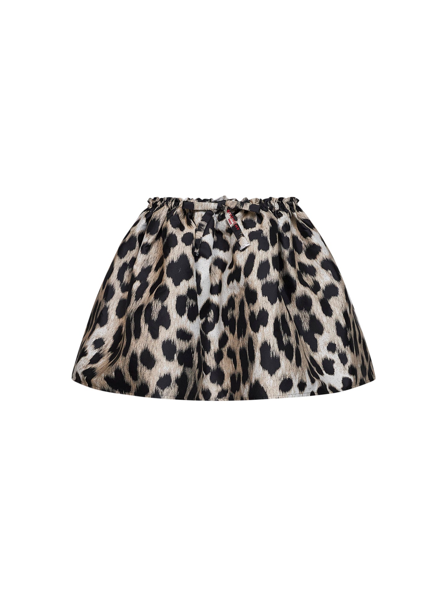 Minigonna ampia in jacquard leopardato beige