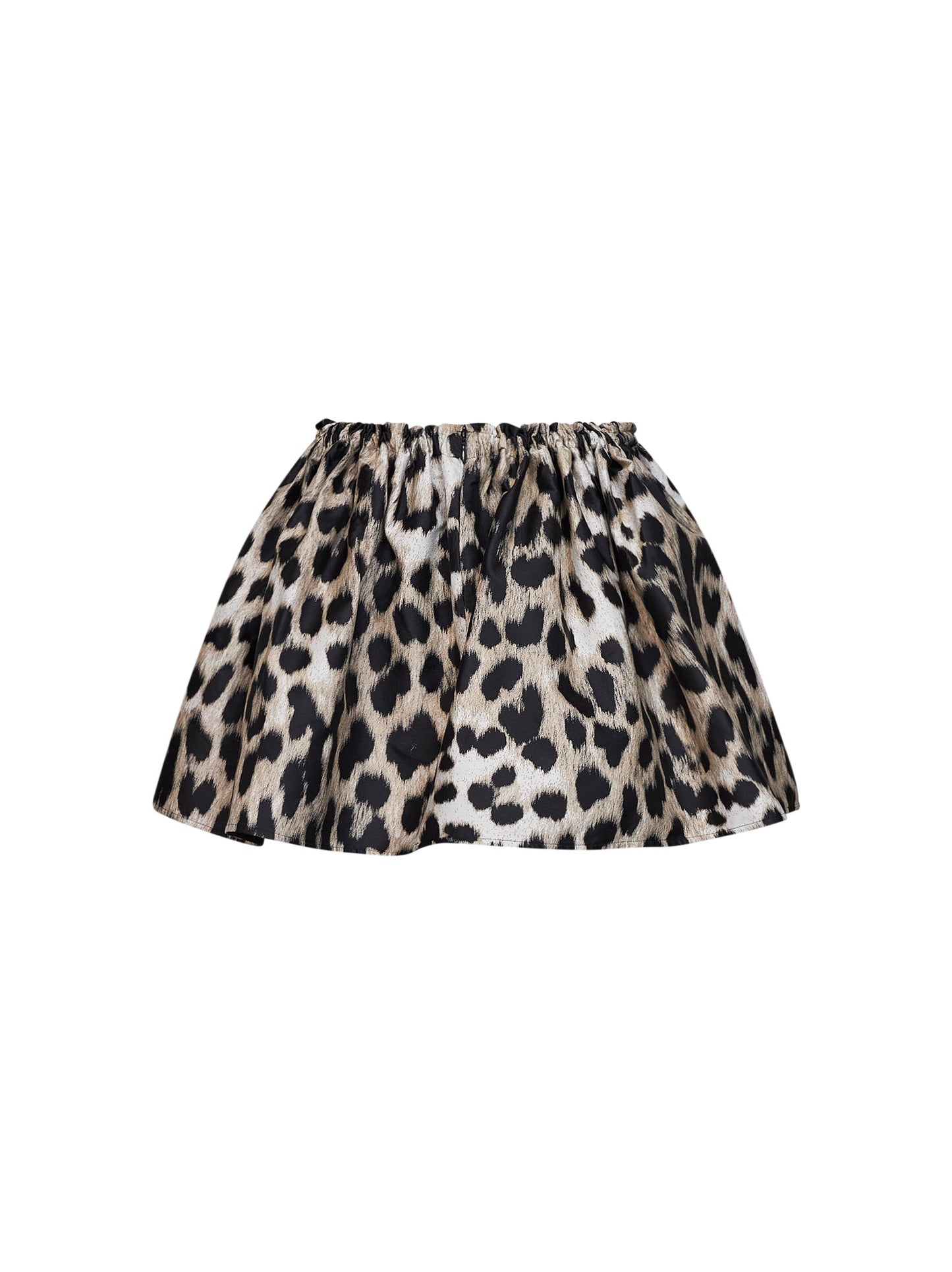 Minigonna ampia in jacquard leopardato beige