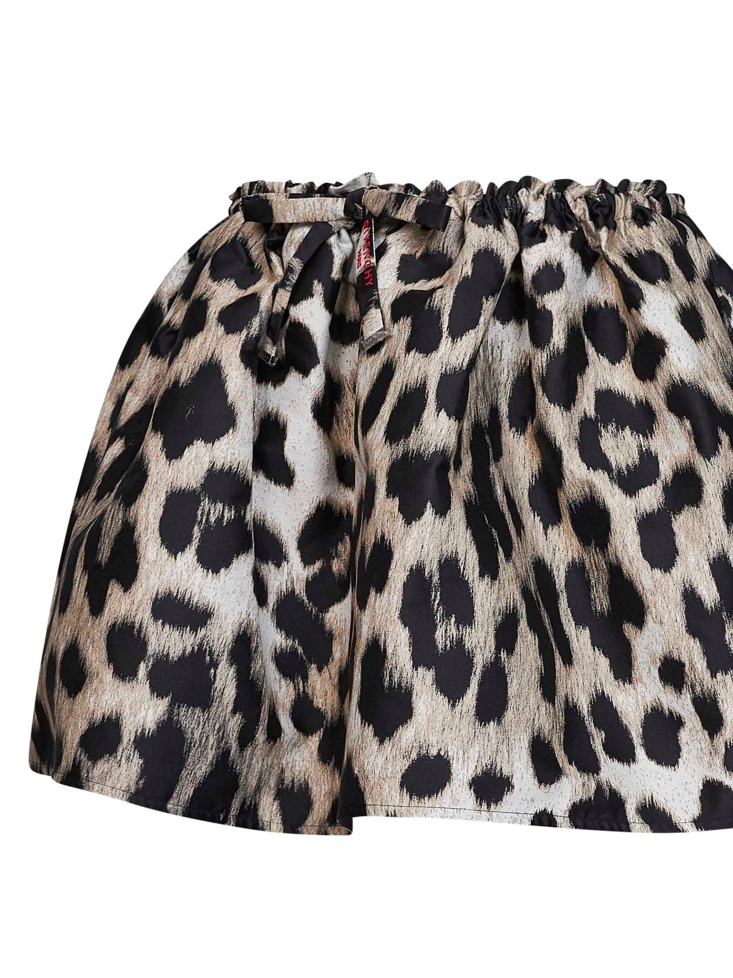 Minigonna ampia in jacquard leopardato beige