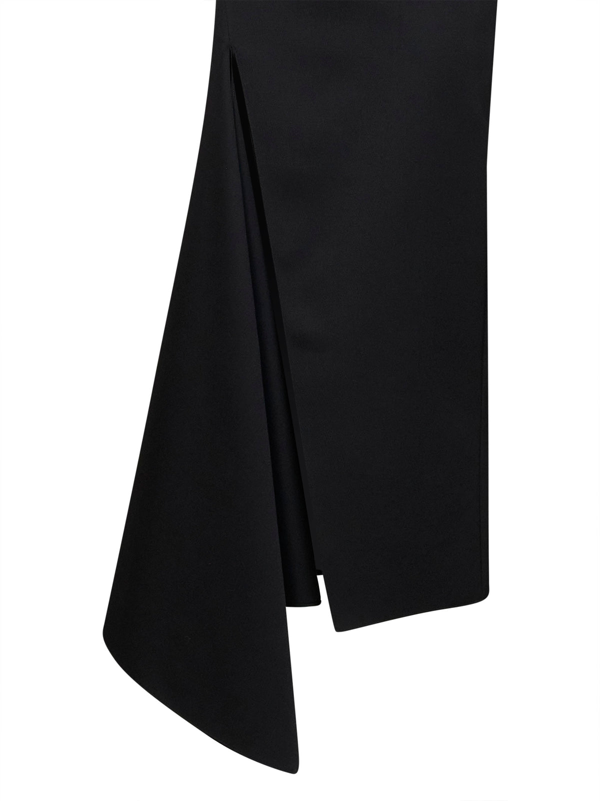 Gonna lunga asimmetrica con spacco in lana grain de poudre nera