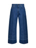 Blue cotton denim wide-leg jeans