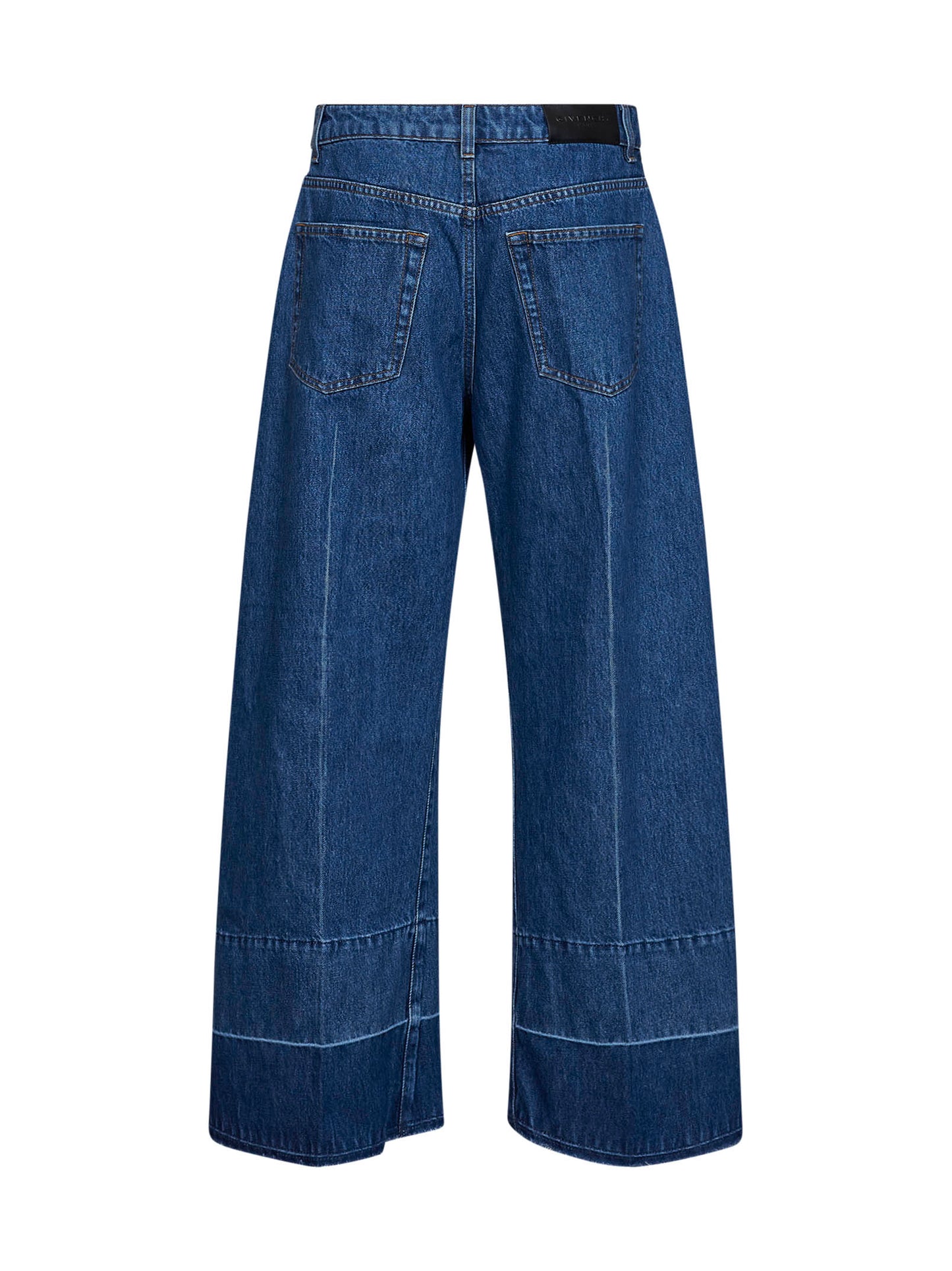 Blue cotton denim wide-leg jeans