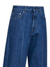 Blue cotton denim wide-leg jeans