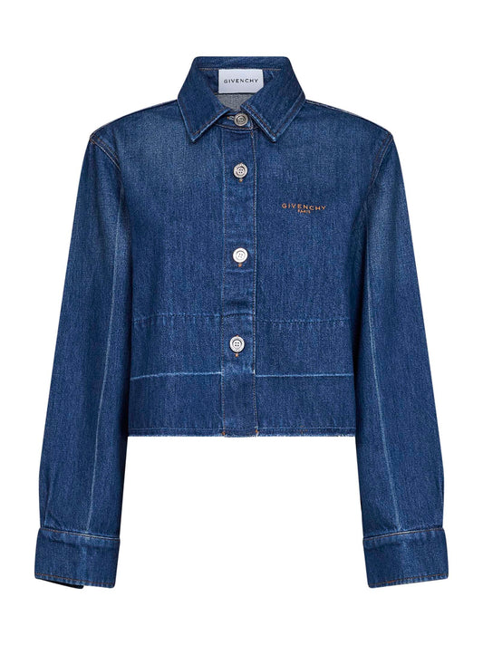 Blue cotton denim shirt