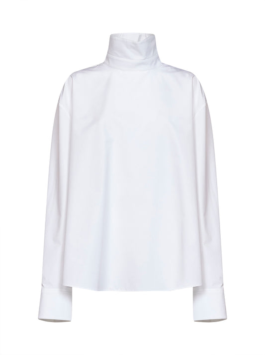Camicia effetto invertito in popeline bianco