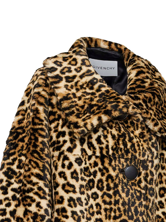 Cappotto corto in pelliccia ecologica leopardata